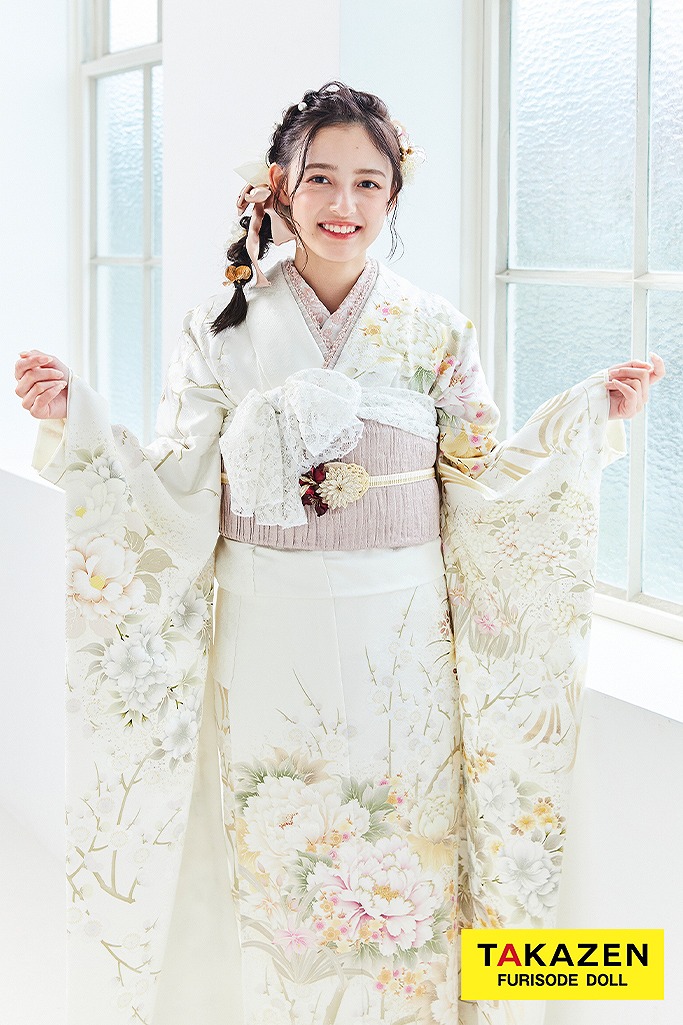 くすみカラーガーリー 白 古典柄/ボタン柄/和柄 綺麗 華やか 上品 薄い