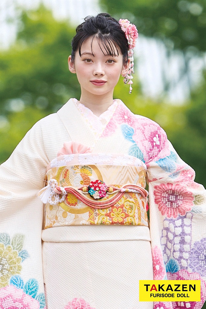 高級古典振袖 藤娘きぬたや・総絞り 白/ピンク 辻が花 上品 綺麗