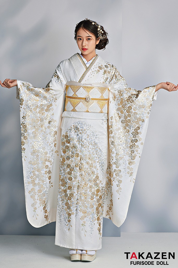 振袖 豪華 金駒 金彩 ふくれ織紋意匠 身丈160cm パールトーン 振袖 豪華 金
