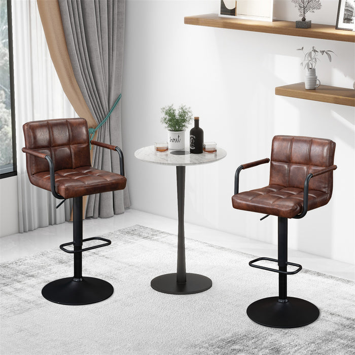 Furnimart Height Adjustable Faux Leather Barstools Set of 2
