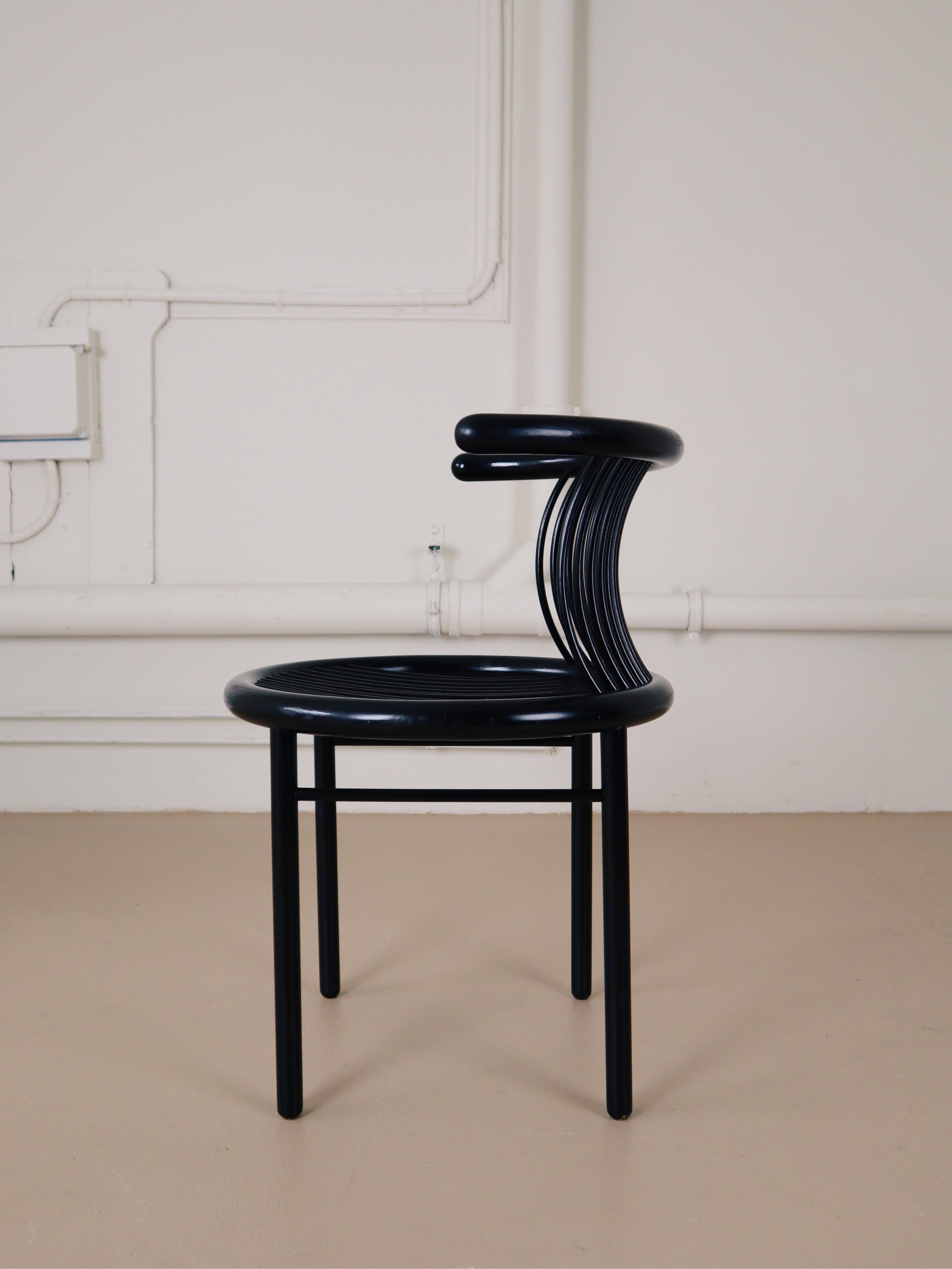 VINTAGE BLACK 'CIRCO' CHAIR BY JUTTA & HERBERT OHL FOR LÜBKE 1980S