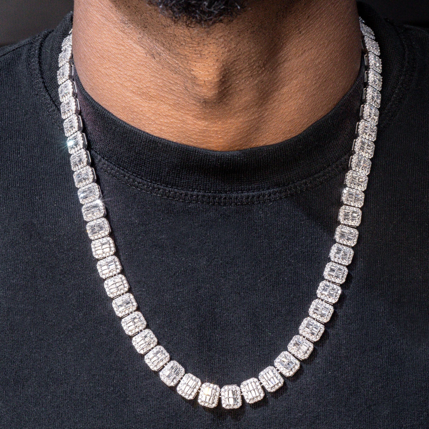 ハイエンドジュエリー - ダイヤモンドバゲットテニスアイスアウトチェーン