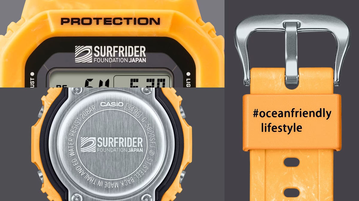 Surfrider Foundation Japan x G-Shock G-5600SFJ-9 has a yellow