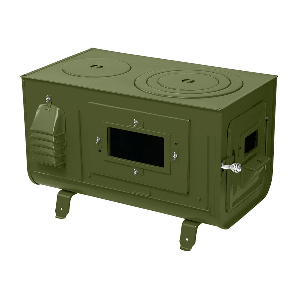 新保製作所 角型3面窓付薪ストーブ FIRE SIDE オリーブドラブ