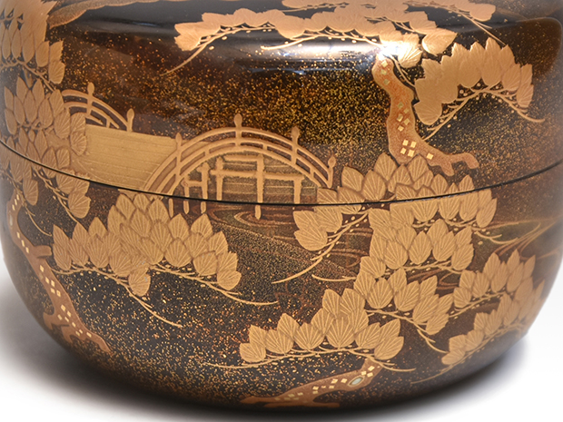 住吉蒔絵 内梨地 棗 輪島塗 曽又真山(作) 共箱 | 古美術ささき