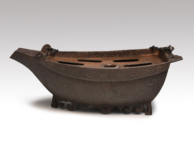 享保時代 鉄釣舟花入 波象嵌入 藤左衛門（作）大西清右衛門 13代 浄長