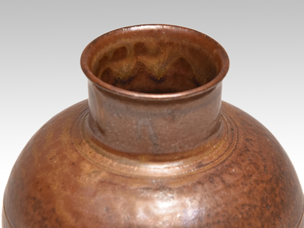 古瀬戸 鶴首茶入 山口錠鐡 共箱 象牙蓋 仕覆（藤種緞子） | 古美術ささき