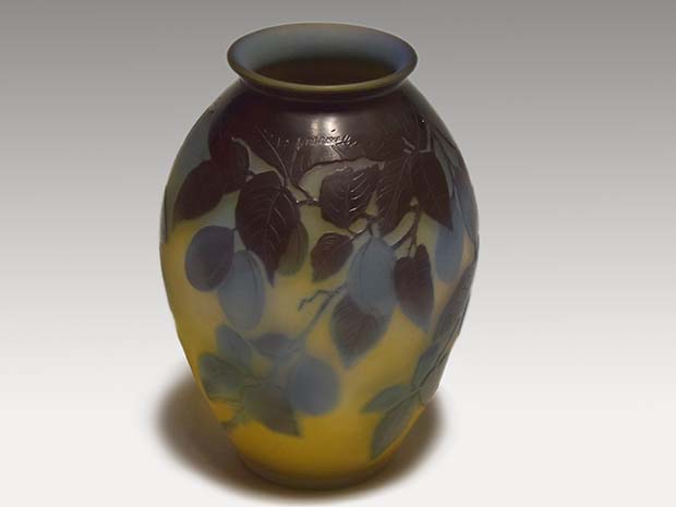 Galle ガレ プラム文 花瓶 1900年代初頭 | 古美術ささき