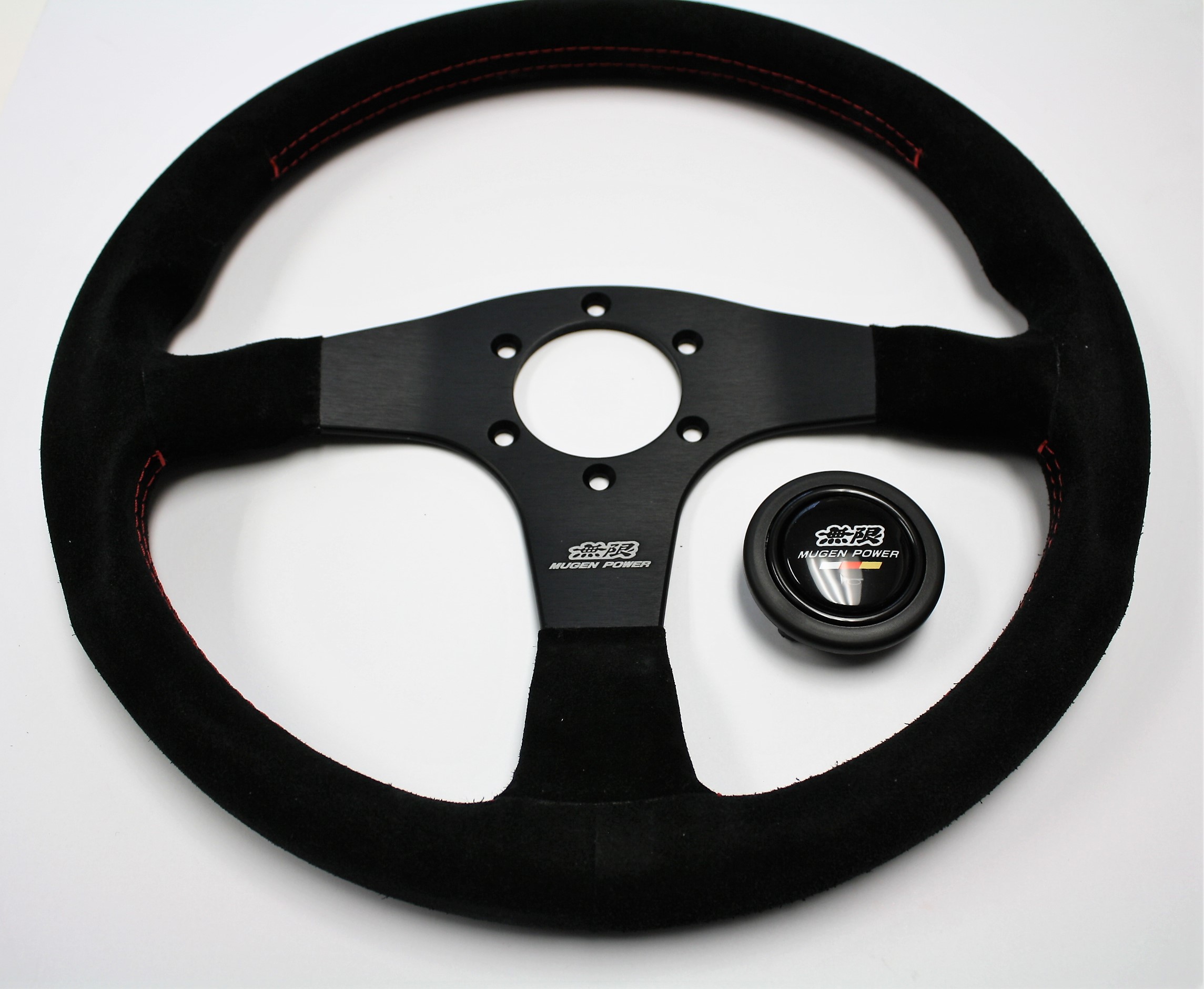 Mugen Racing 3 Steering Wheel Suede with Red Stitch 53100-XG8-K1S0