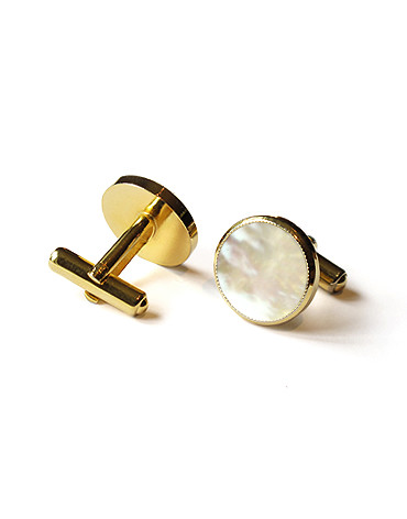 CUFFLINKS_CBW_GOLD カフリンクス・ゴールド 白蝶貝 GOLD WHITE PEARL