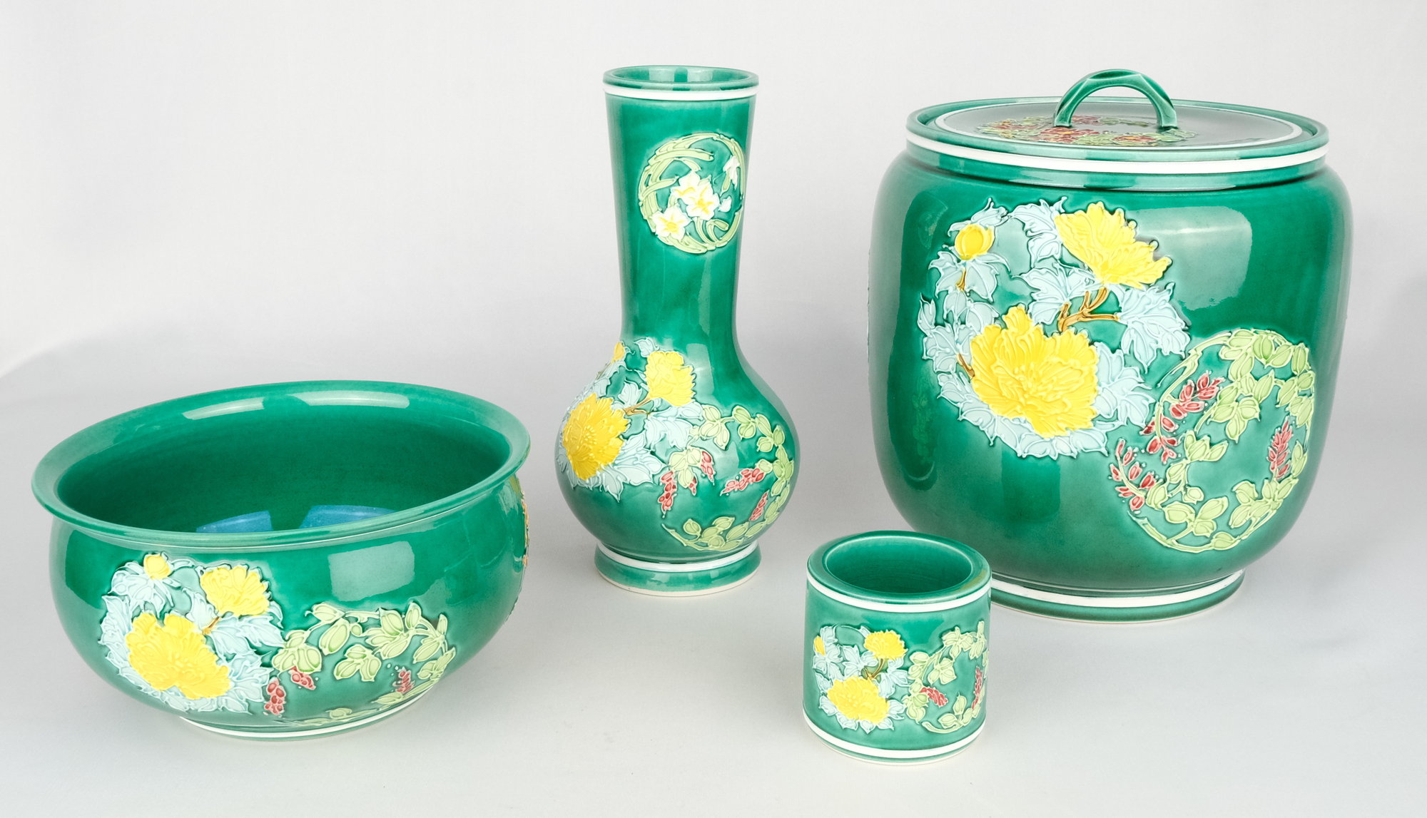 栗山園オンライン通販部 / 【出物】 青交趾花丸紋皆具 翠嵐窯