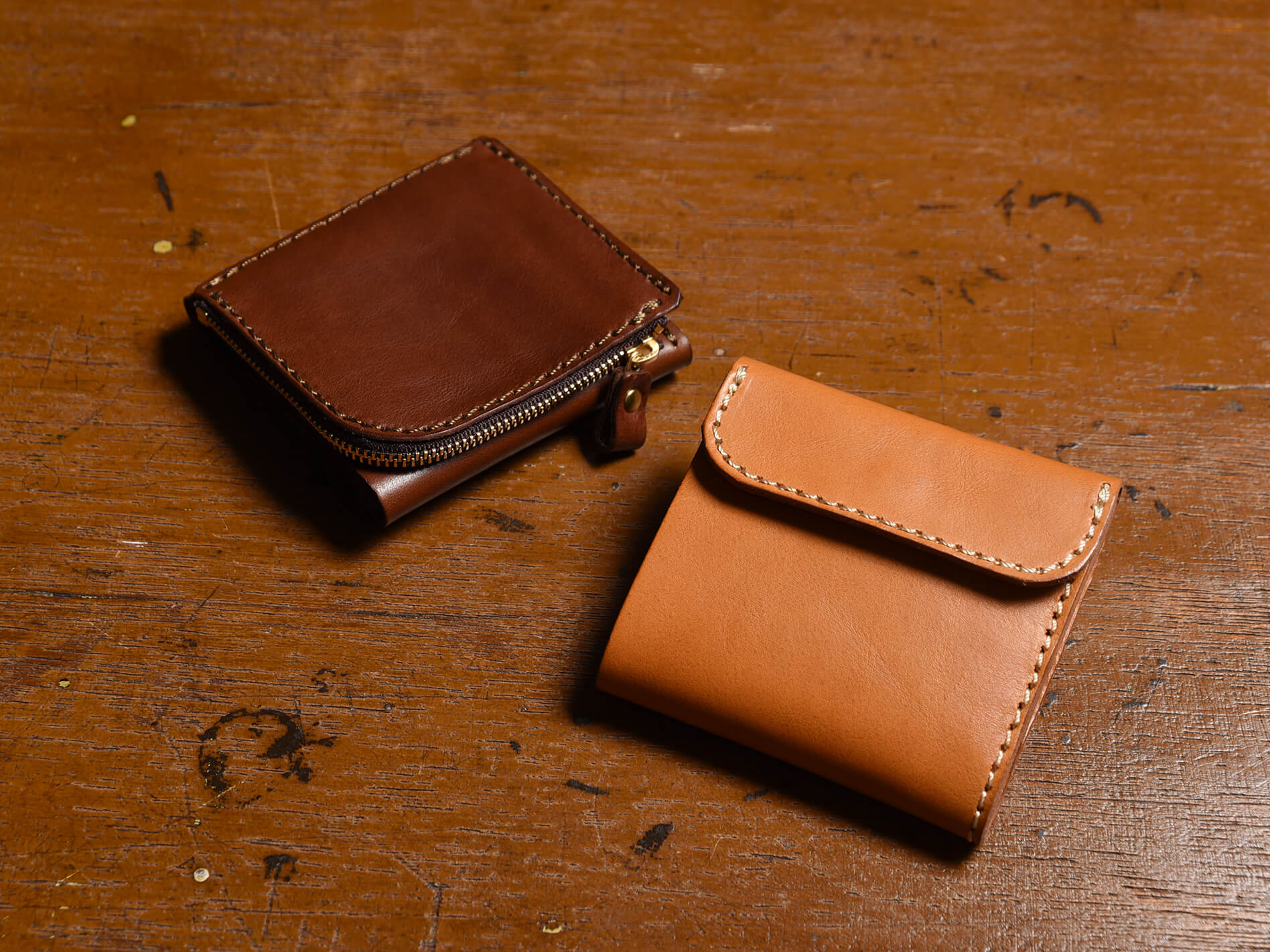 外につけた小銭入れで使いやすいコンパクト財布 / 革鞄のHERZ(ヘルツ