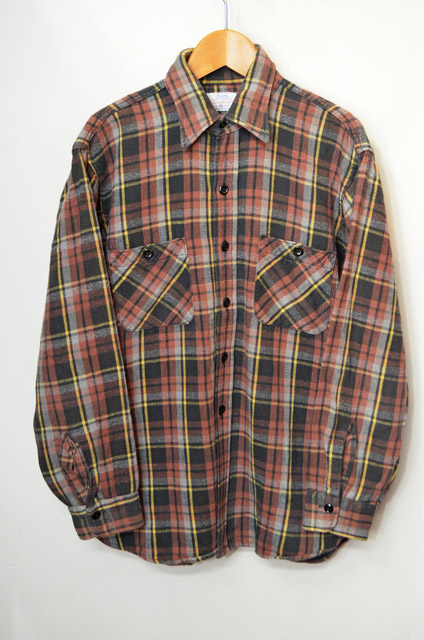 60's SEARS マチ付きネルシャツ - used&vintage box Hi-smile