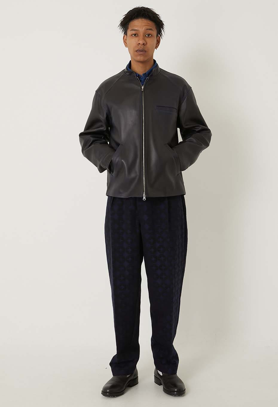 インディゴシープレザー シングルライダースジャケット | BLUE BLUE