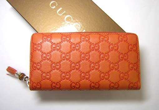 グッチ タッセル ラウンドファスナー長財布（オレンジ） - インポート