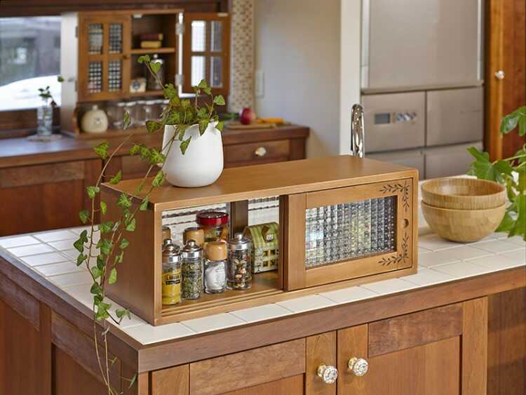 KI-1954 キッチンカウンター上収納｜ライトブラウン・幅60cm