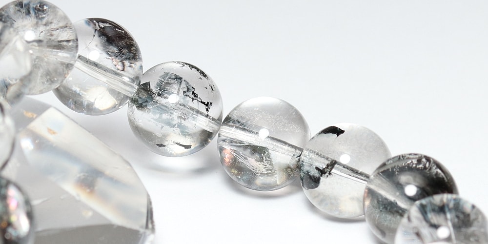 高品質]マダガスカル産グラファイトインクォーツブレスレット（約13.5