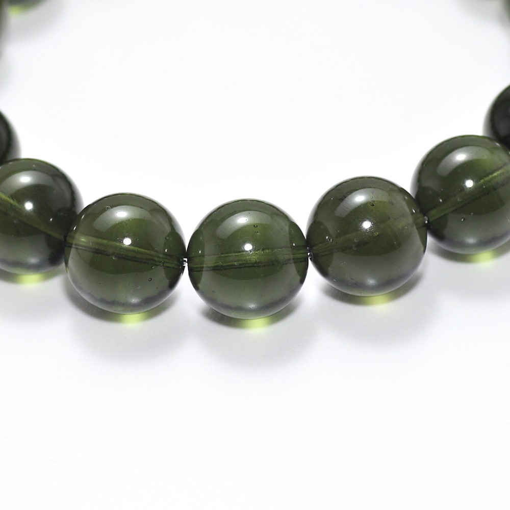 トップクォリティ]天然モルダバイトブレスレット/若干欠けのある珠が