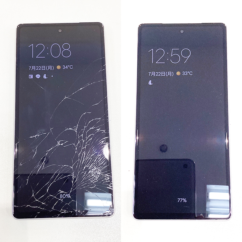 Pixel 7a 画面が割れた！ 修理時間50分 | スマホ修理ならiCracked