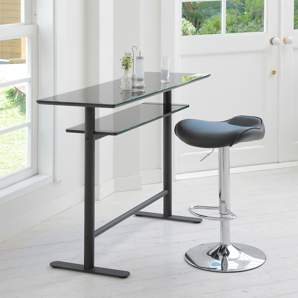 カウンターテーブル「ロイス GCT-2519」ブラック ガラス天板 | 【公式