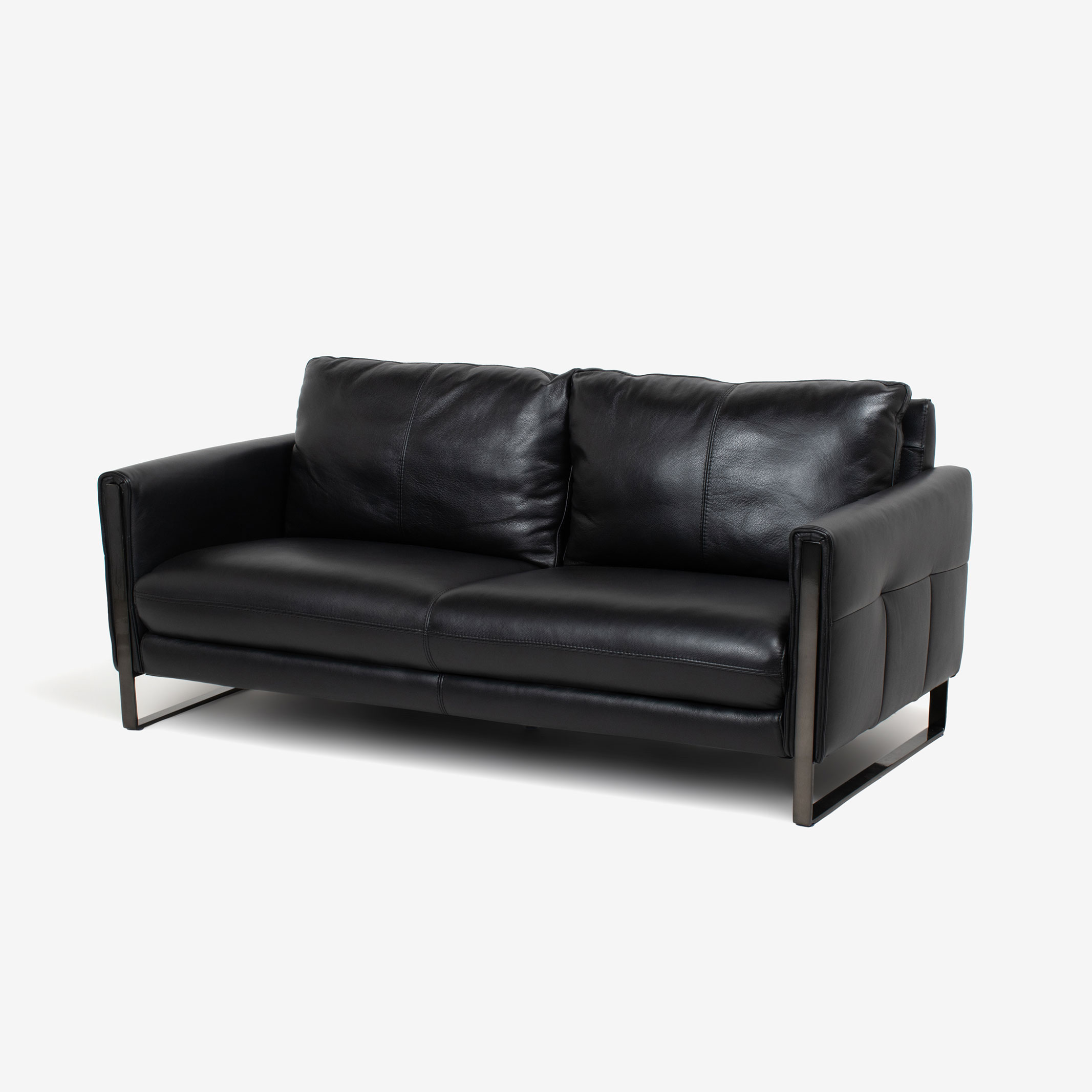 ソファ「L/S 58N（エルエス58）」3人掛け 革#J-023C ブラック色