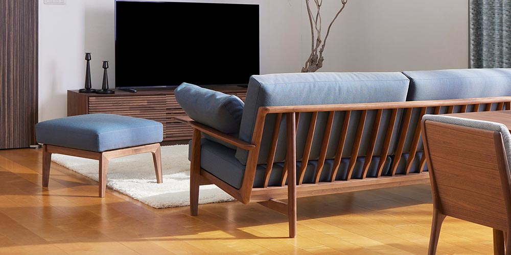 カリモク家具 スツール「デセール W306」ウォールナット材R色 布#kvST3