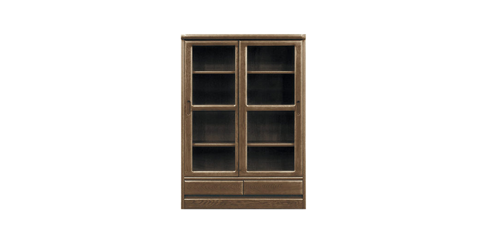 浜本工芸 書棚「No.3600H・No.3608H」引き戸タイプ 幅85.1cm 高さ120cm