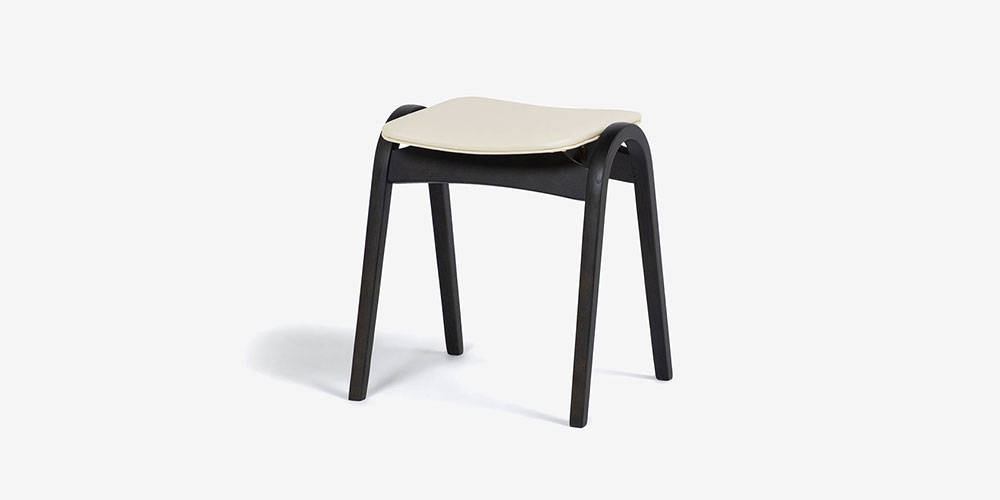 秋田木工 スツール「No.202」ナラ材DBダークブラウン色 張地#PVCBE