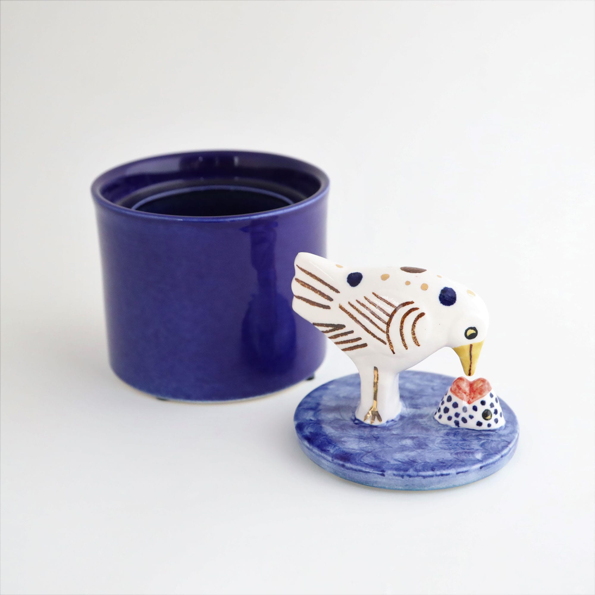 定番品】Lisa Larson Jar with Lid bird & fish｜入荷待ち商品｜IDEE