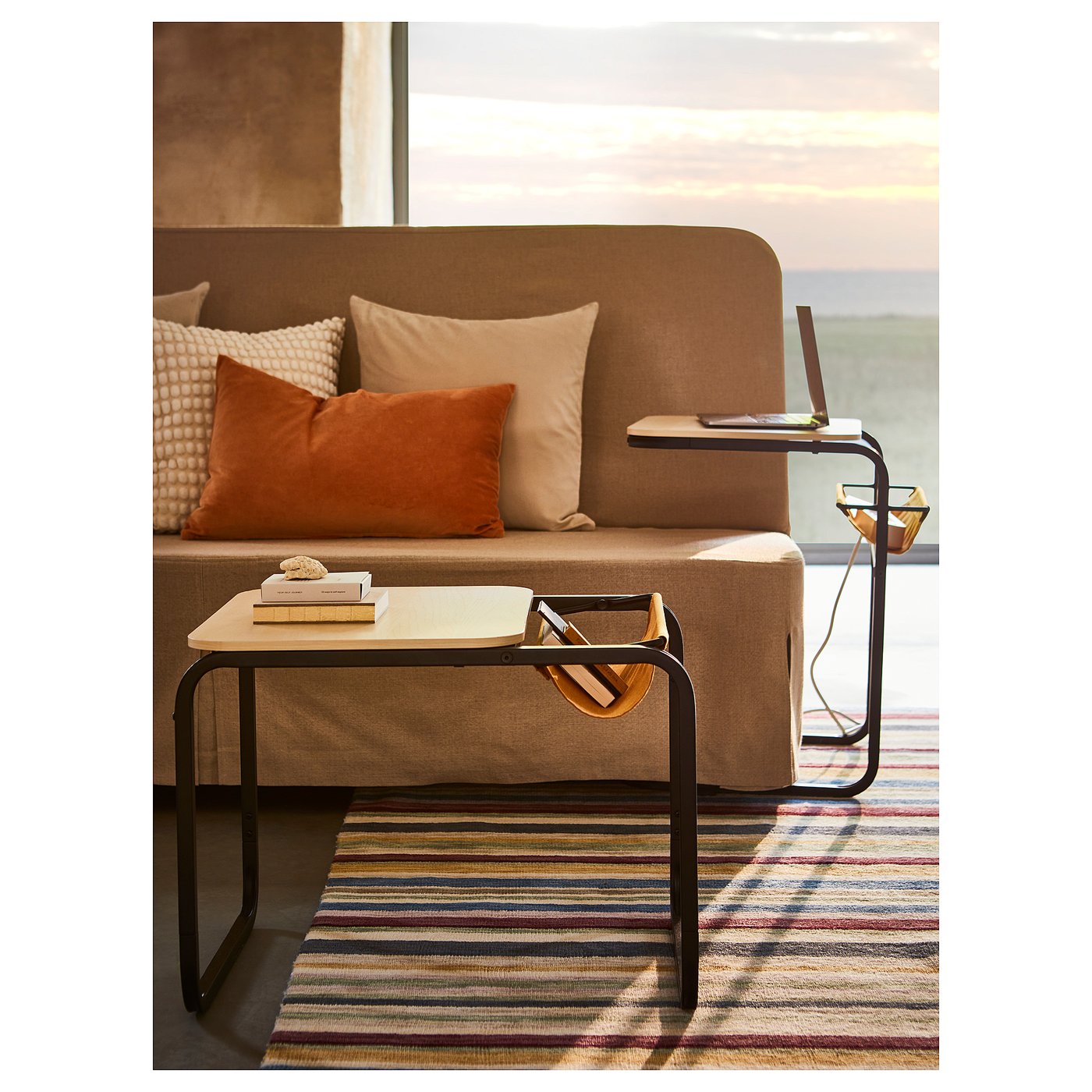 ELLJUSSPÅR エルユースポール ラグ パイル短, マルチカラー/ストライプ