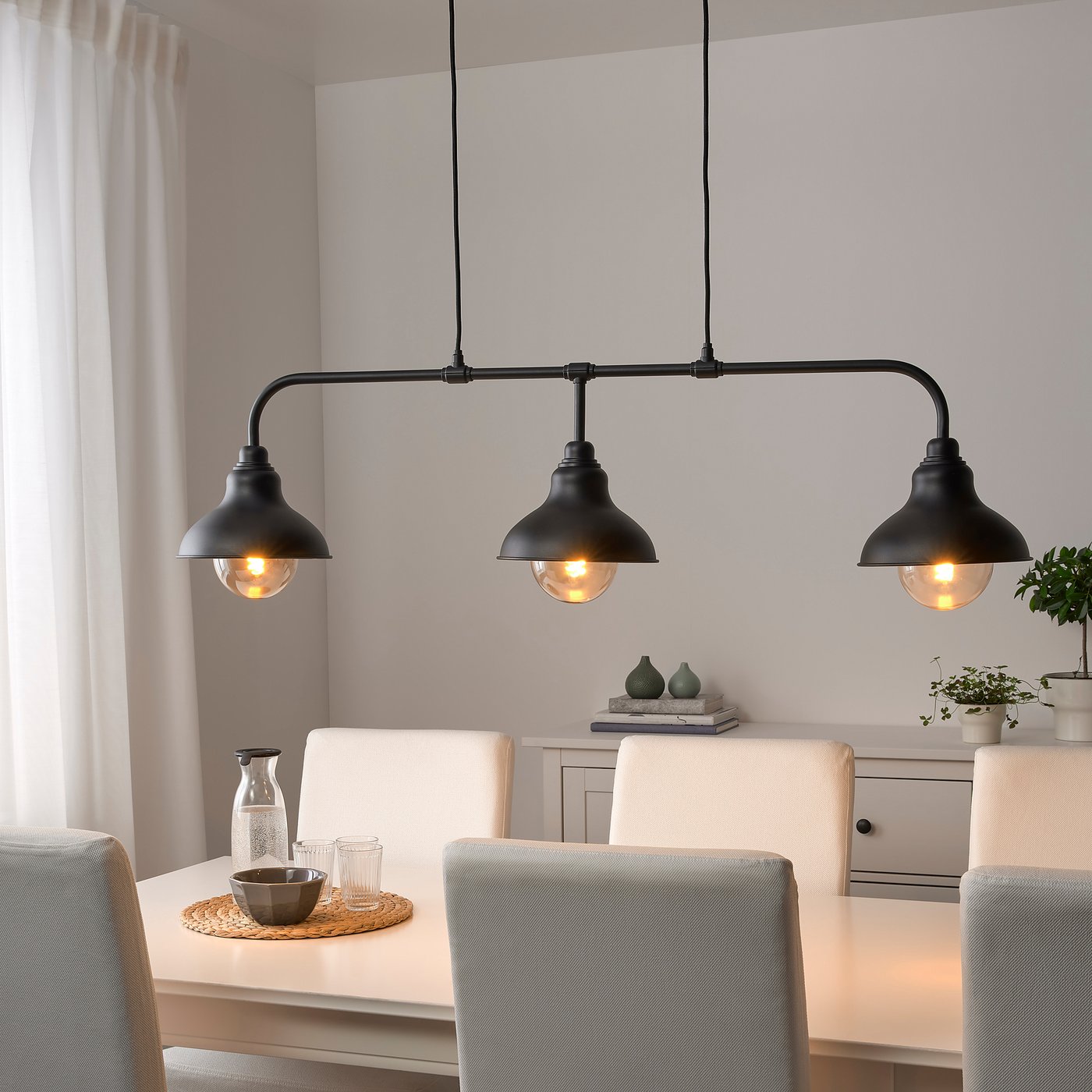 AGUNNARYD pendant lamp with 3 lamps, black, 48