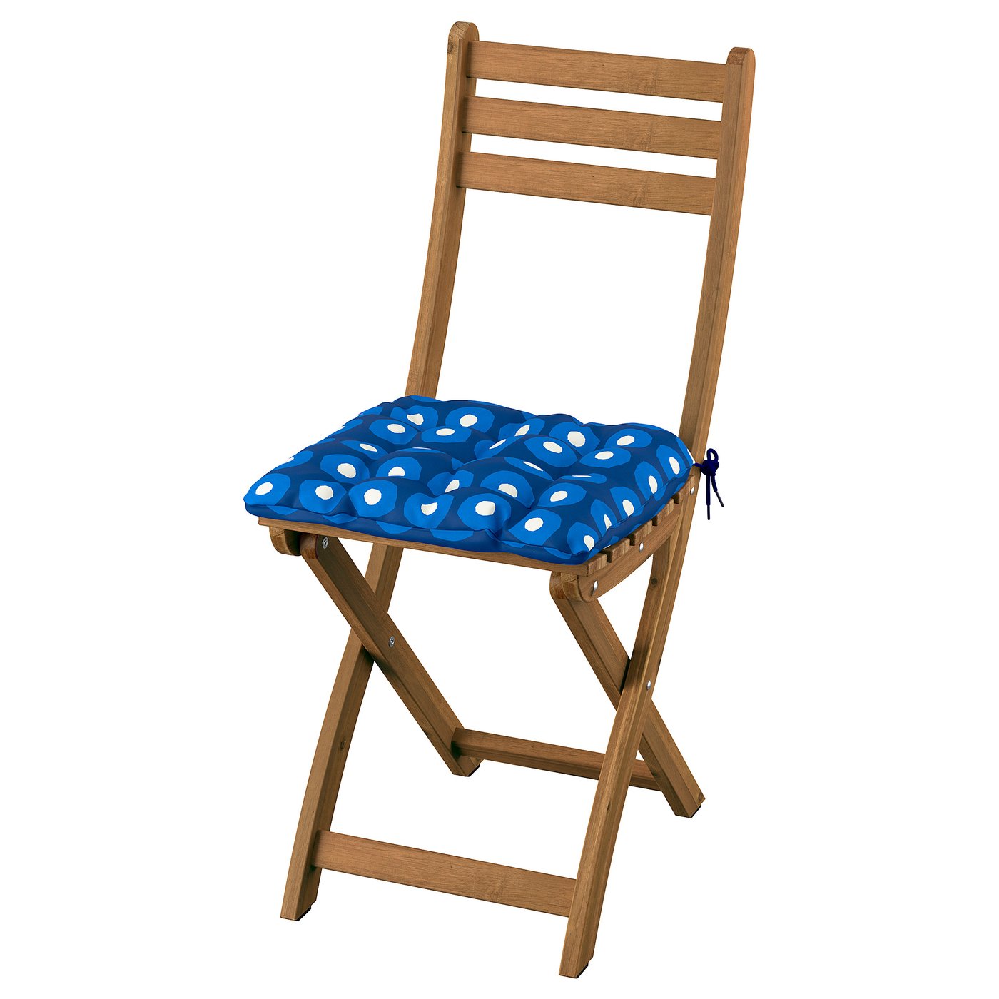 ASKHOLMEN chair, outdoor, foldable dark brown/Klösan dark blue - IKEA