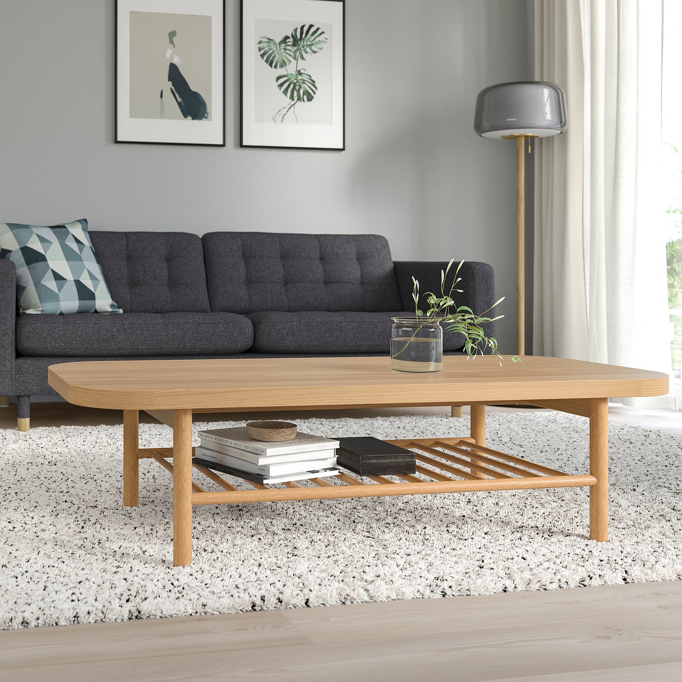 LISTERBY coffee table, oak veneer, 551/8x235/8