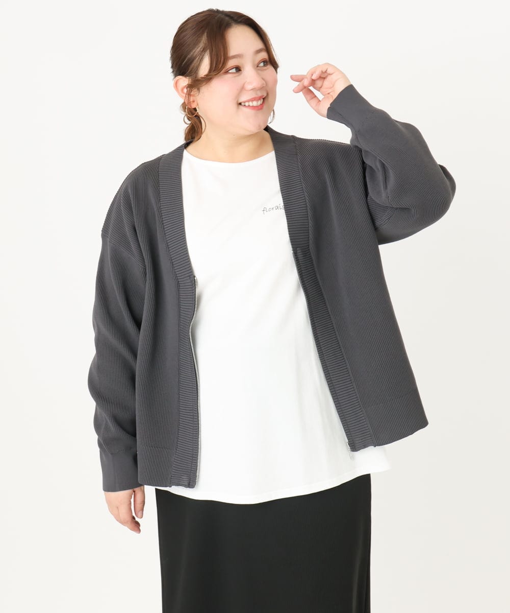 大きいサイズ】フロントジップカーディガン(カーディガン) | eur3