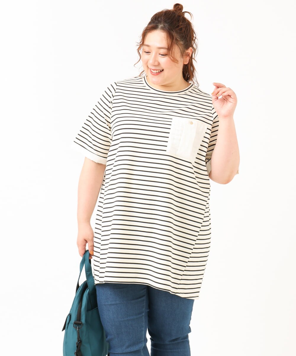 大きいサイズ】胸ポケット付きTシャツチュニック(チュニック) | eur3