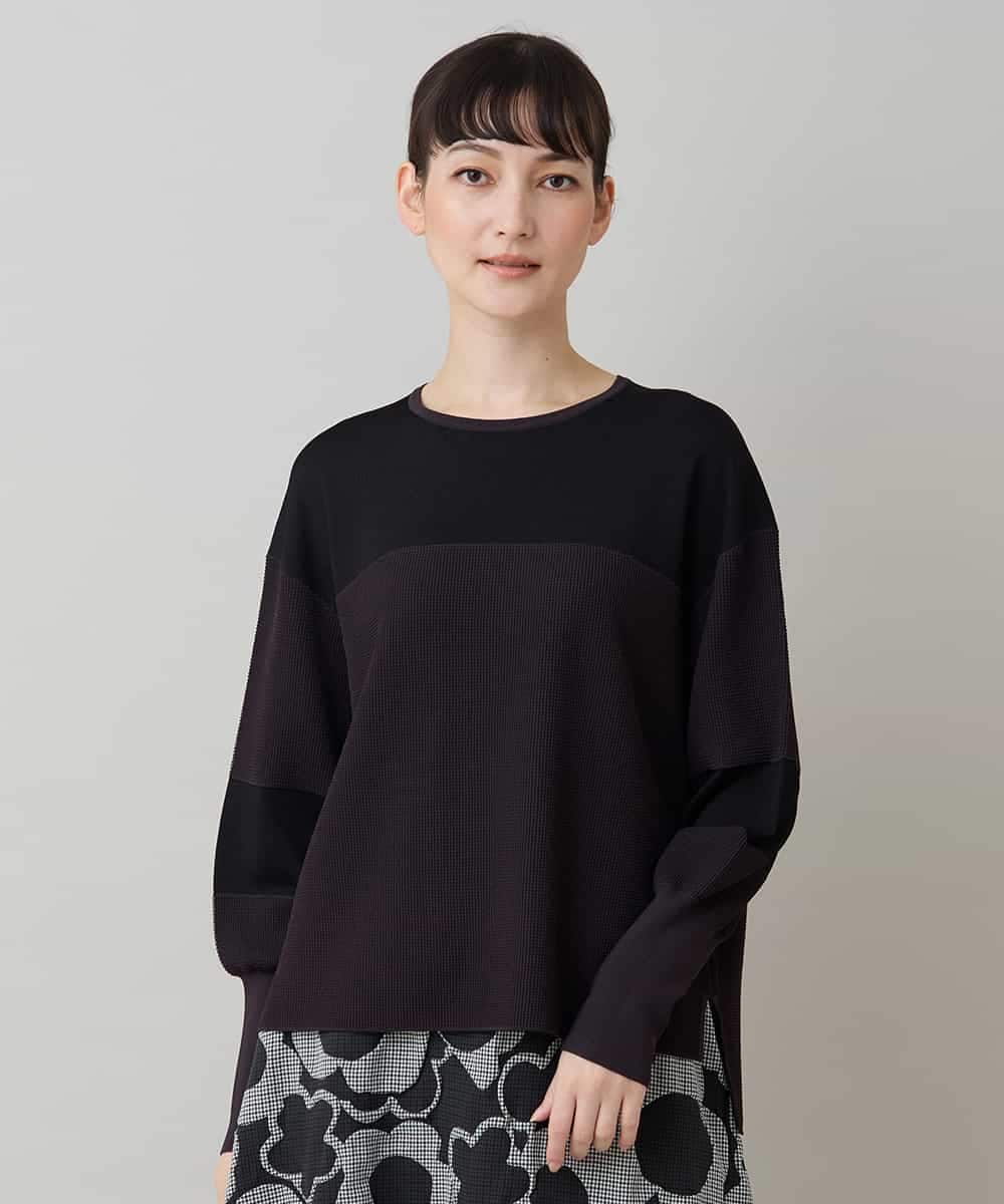 鹿の子ニット切り替えデザインプルオーバー(ニット・セーター