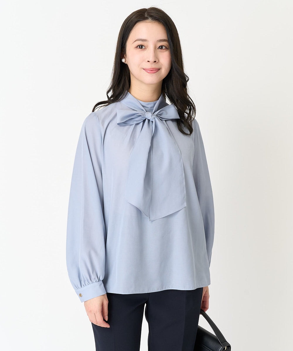 小さいサイズ】ボウタイ付きスタンドカラーブラウス(ブラウス・シャツ