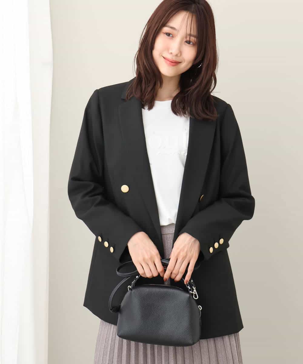 ダブルブレストジャケット（チェック・無地）/洗える(テーラード