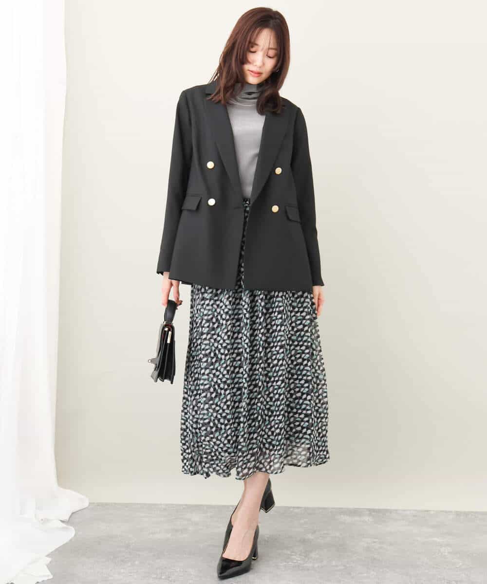 ダブルブレストジャケット（チェック・無地）/洗える(テーラード