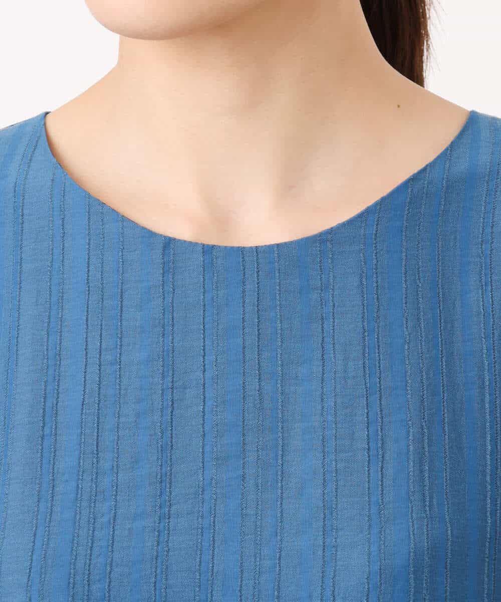 ドビーストライプフレアーシルエットワンピース/洗える(ワンピース