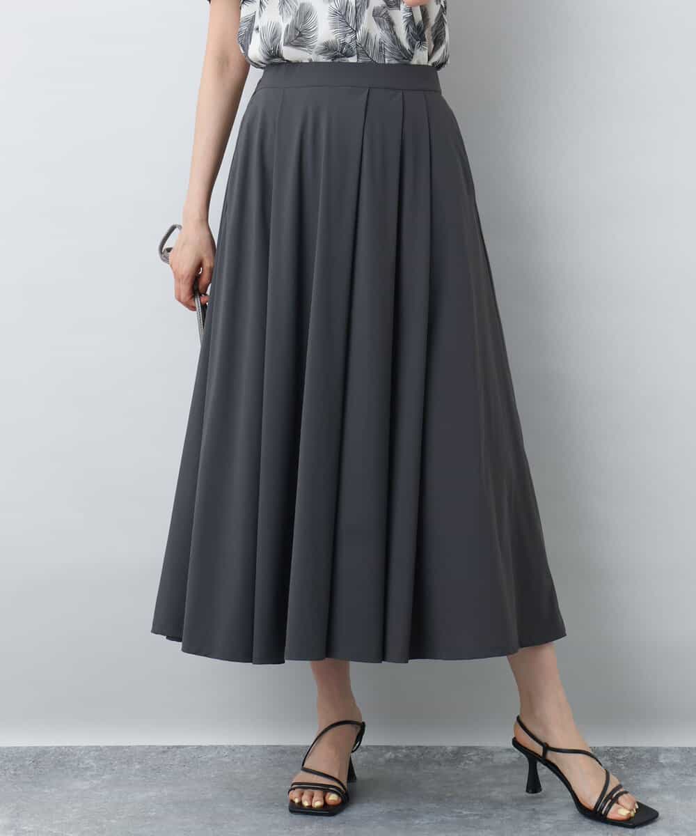 ジャージーフレアスカート/接触冷感/速乾/洗える(ロング・マキシ丈