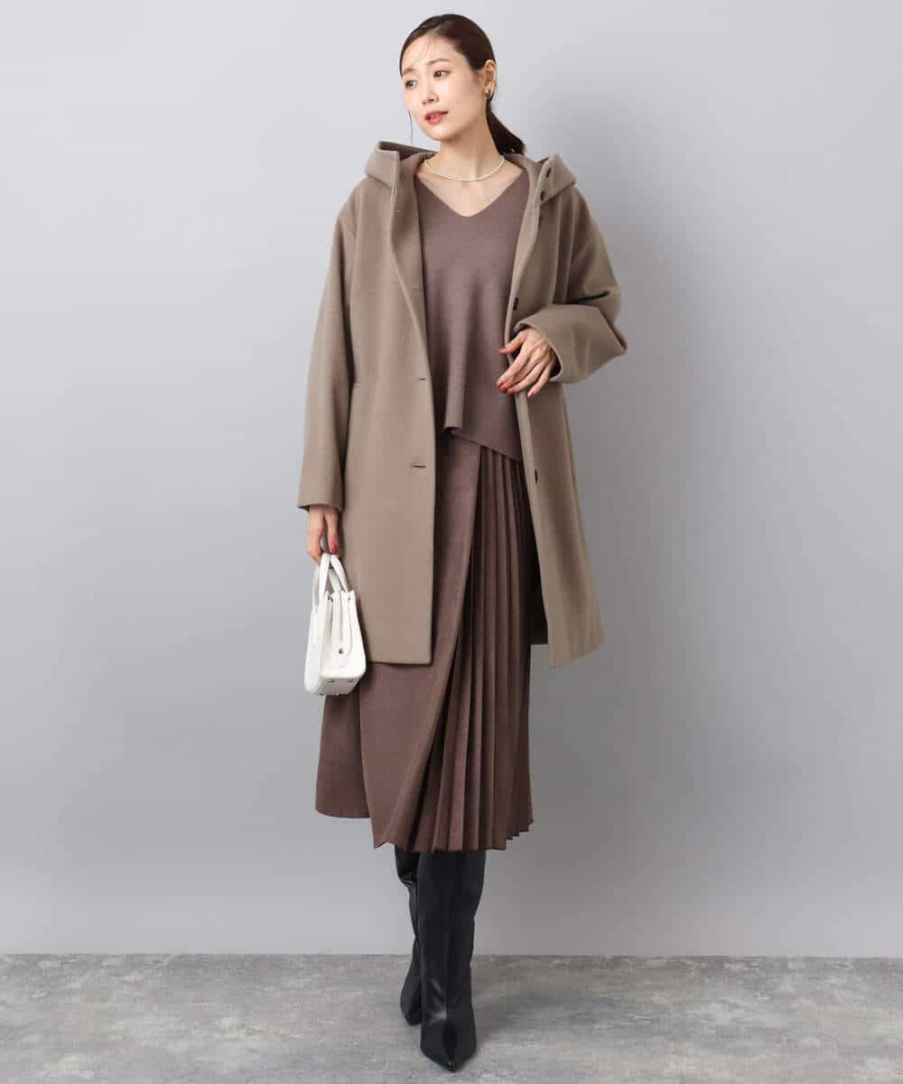 SUPER100sウール フーデットミドルコート(その他のコート・ブルゾン