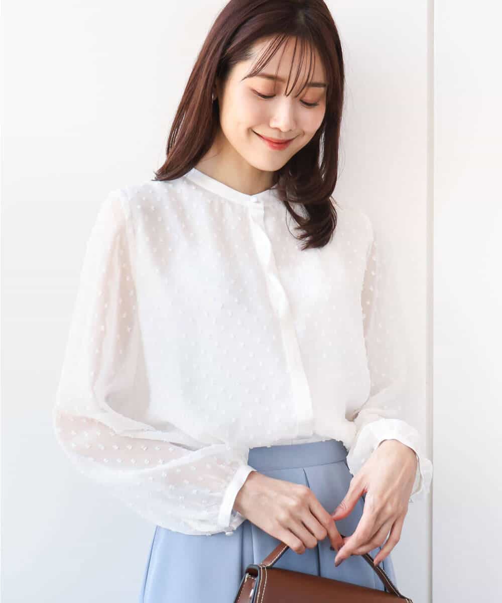 ドットカットジャガードシフォンブラウス/洗える(ブラウス・シャツ