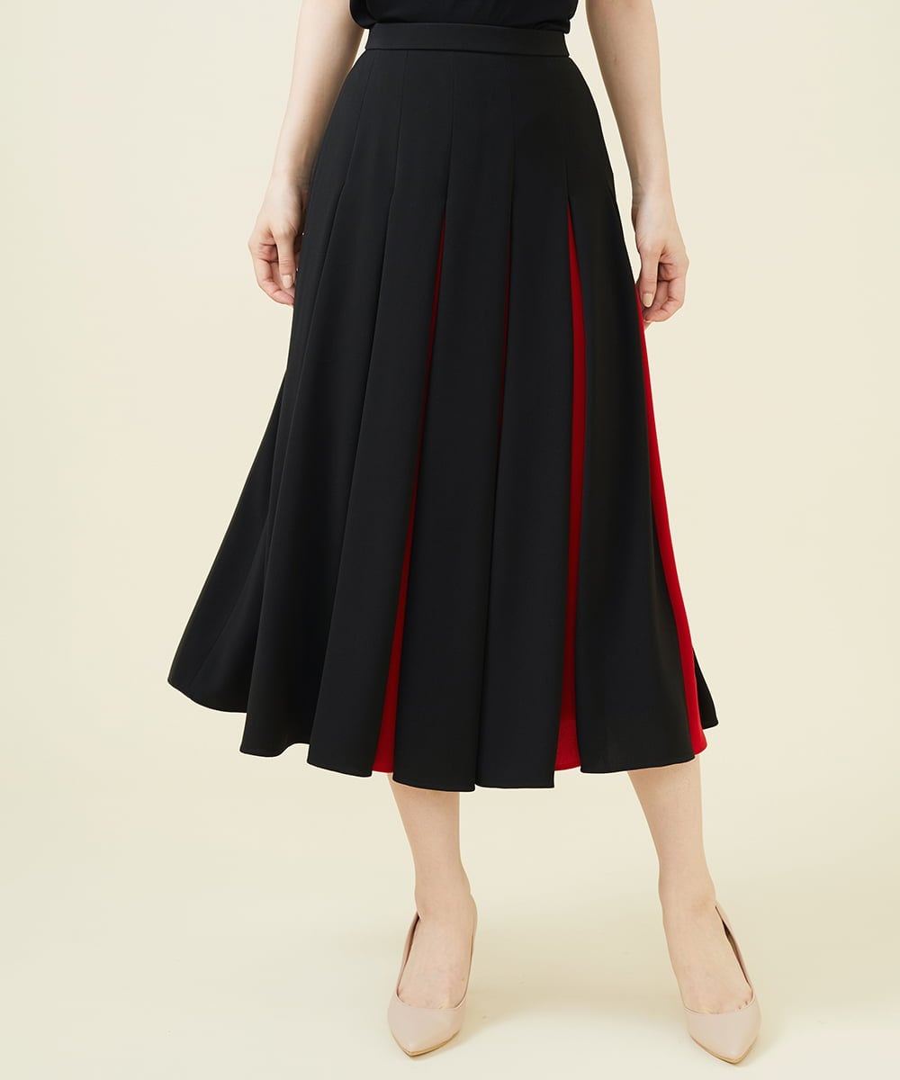 バイカラープリーツフレアスカート(ミモレ丈スカート) | Sybilla