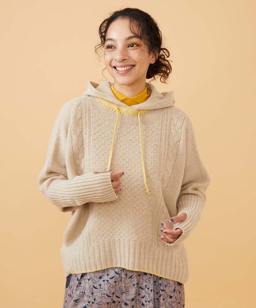 Vantana ケーブル編みフード付きニット(ニット・セーター