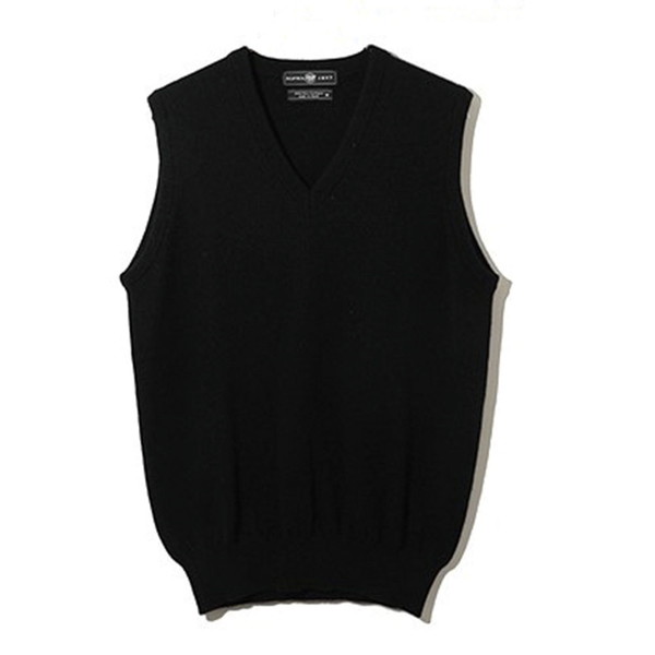 アルファー メンズ 日本製カシミヤ100％ Vネックベスト ブラック L