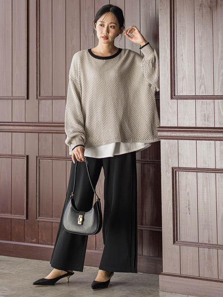 メッシュ柄レイヤードニット≪手洗い可能≫ | Droite lautreamont