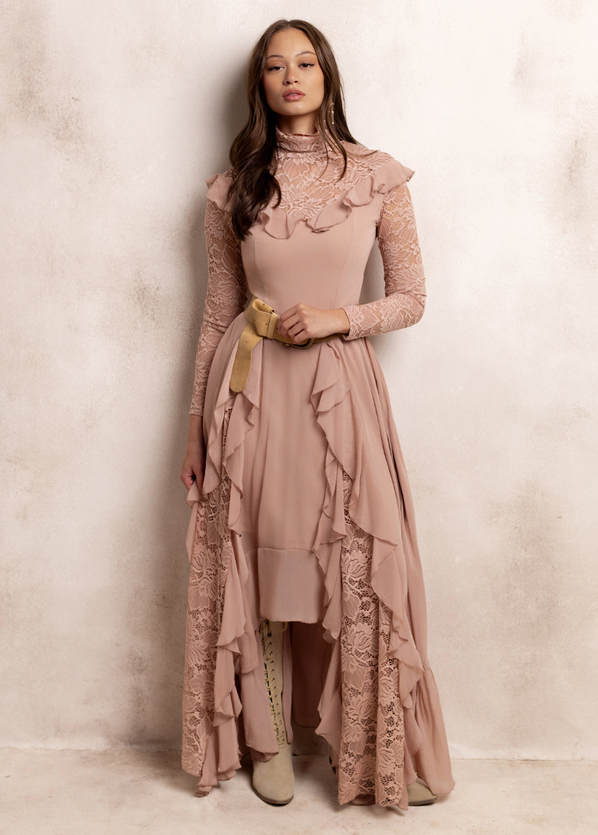 Sveta Maxi Dress in Nude Pink - Joyfolie