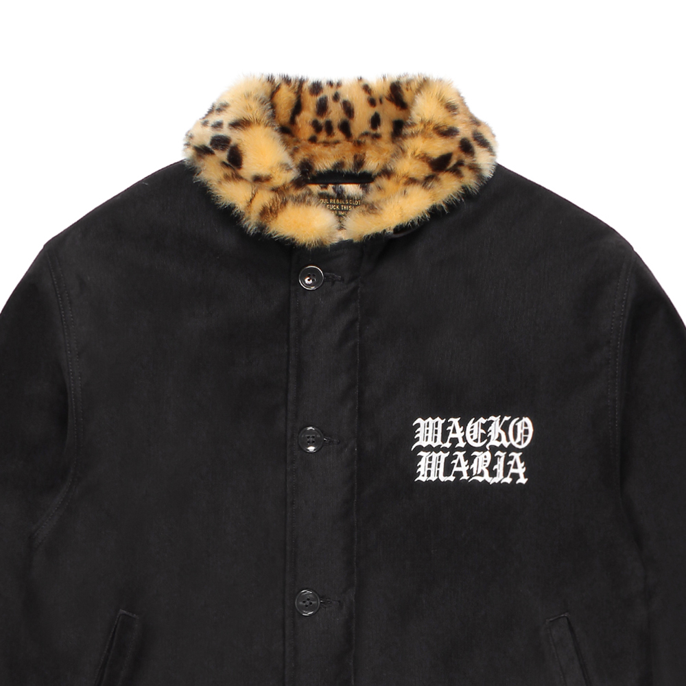 WACKO MARIA/LEOPARD FAUX FUR N-1 DECK JACKET（BLACK）［レオパード