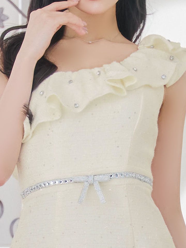 ビジューリボンマーメイドフリルドレス/キャバドレス【XS-Lサイズ/1